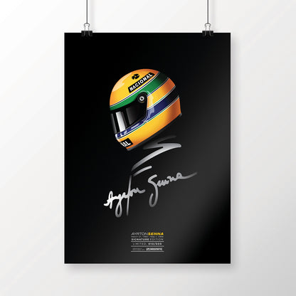 Ayrton Senna signature Poster, saten papir bez rama