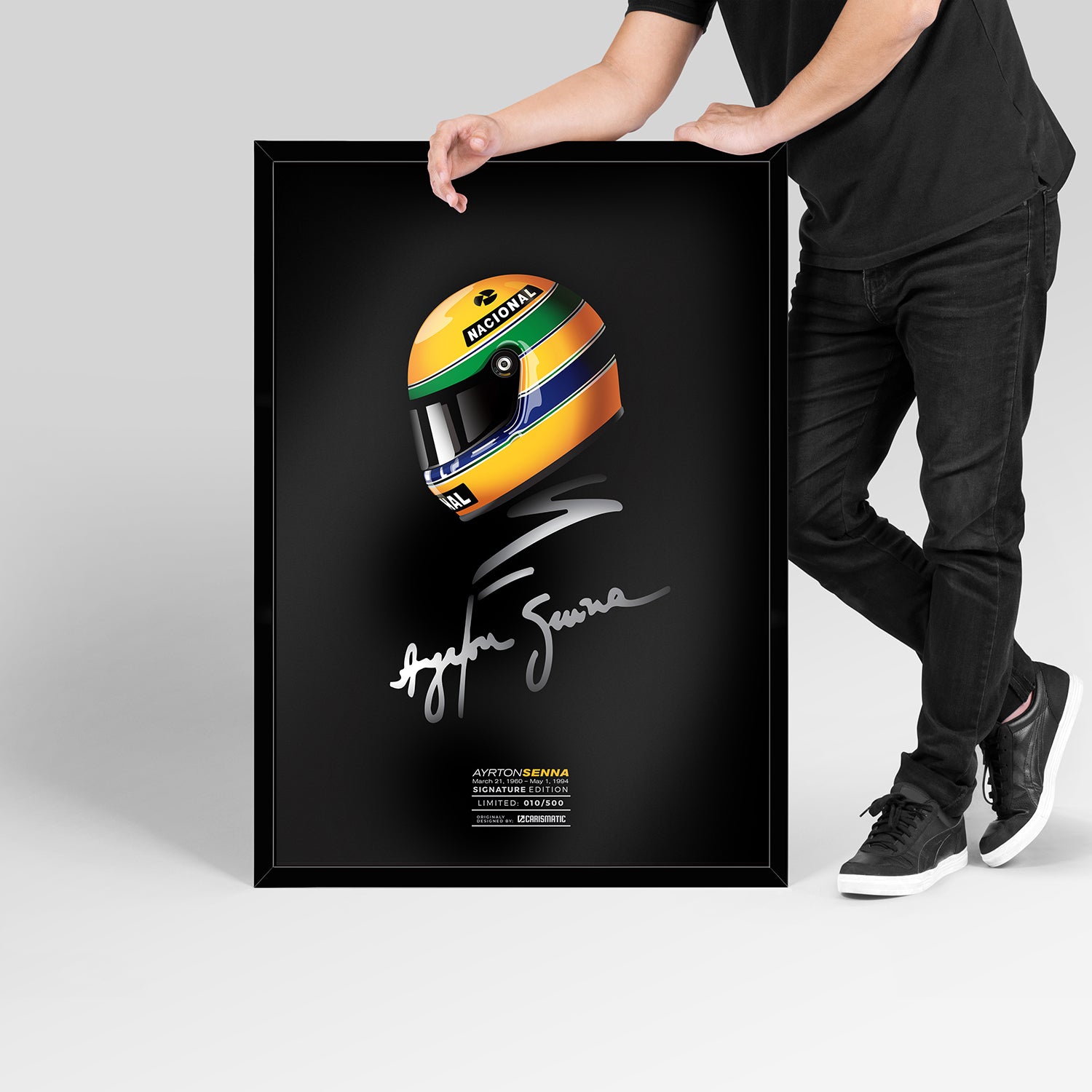 Ayrton Senna Signature premium poster 100x70 cm, na foreksu sa ramom.