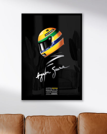 Ayrton Senna Signature poster, limitirana serija na premium saten papiru. 60x90 cm uramljen.